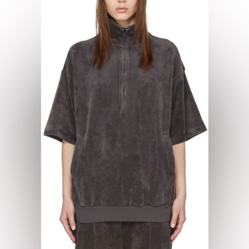 Essentials Fear Of God Grey Velour Sweatshirt